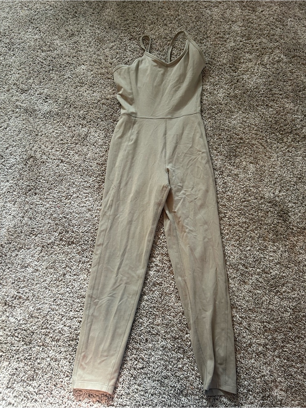 Old Navy Tan Sleeveless Jumpsuit with Thin Straps - Picture 1 of 3